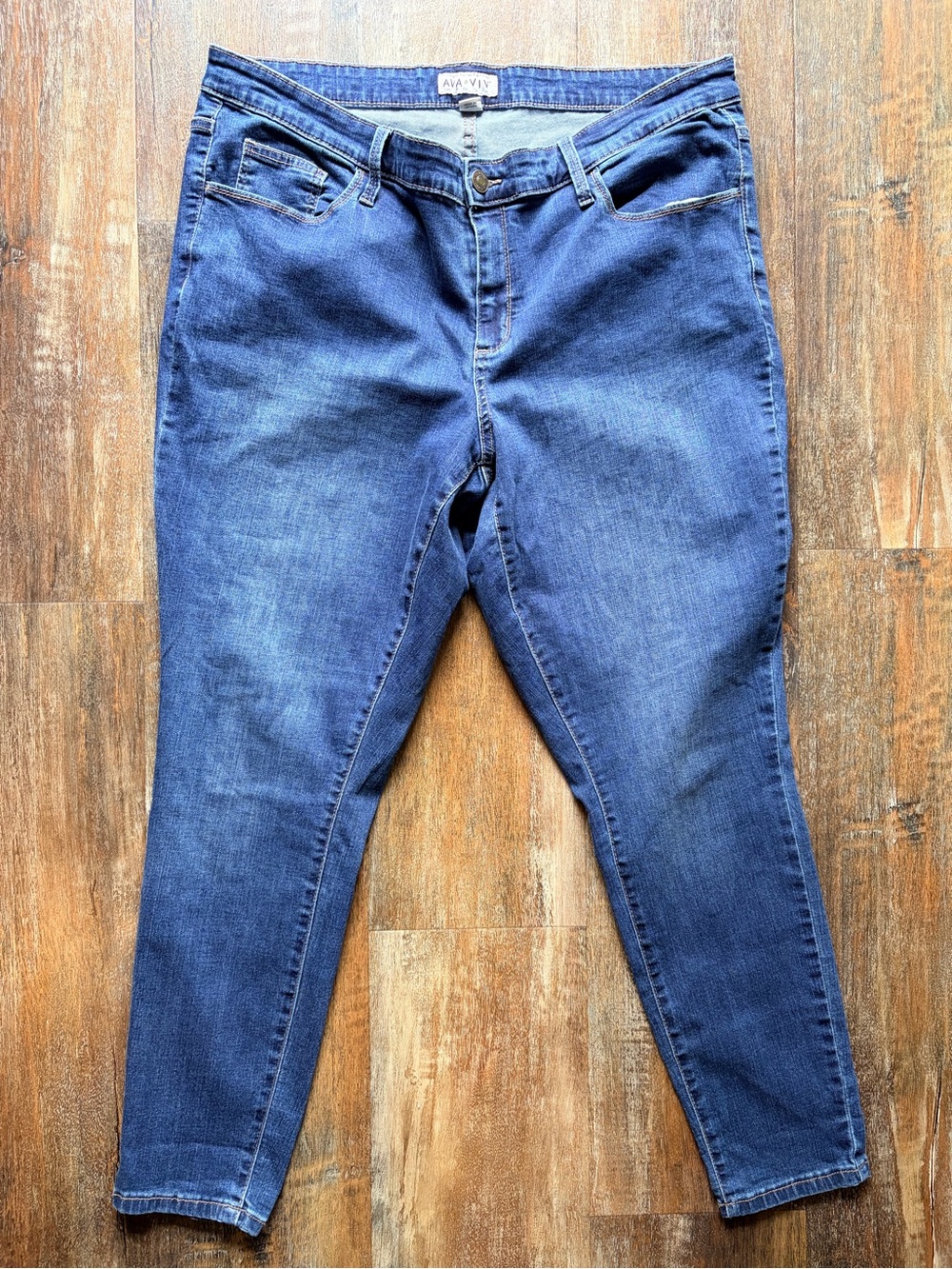 Ava & Viv Medium Blue Stretch Denim Jeans Plus Casual Classic size 18W